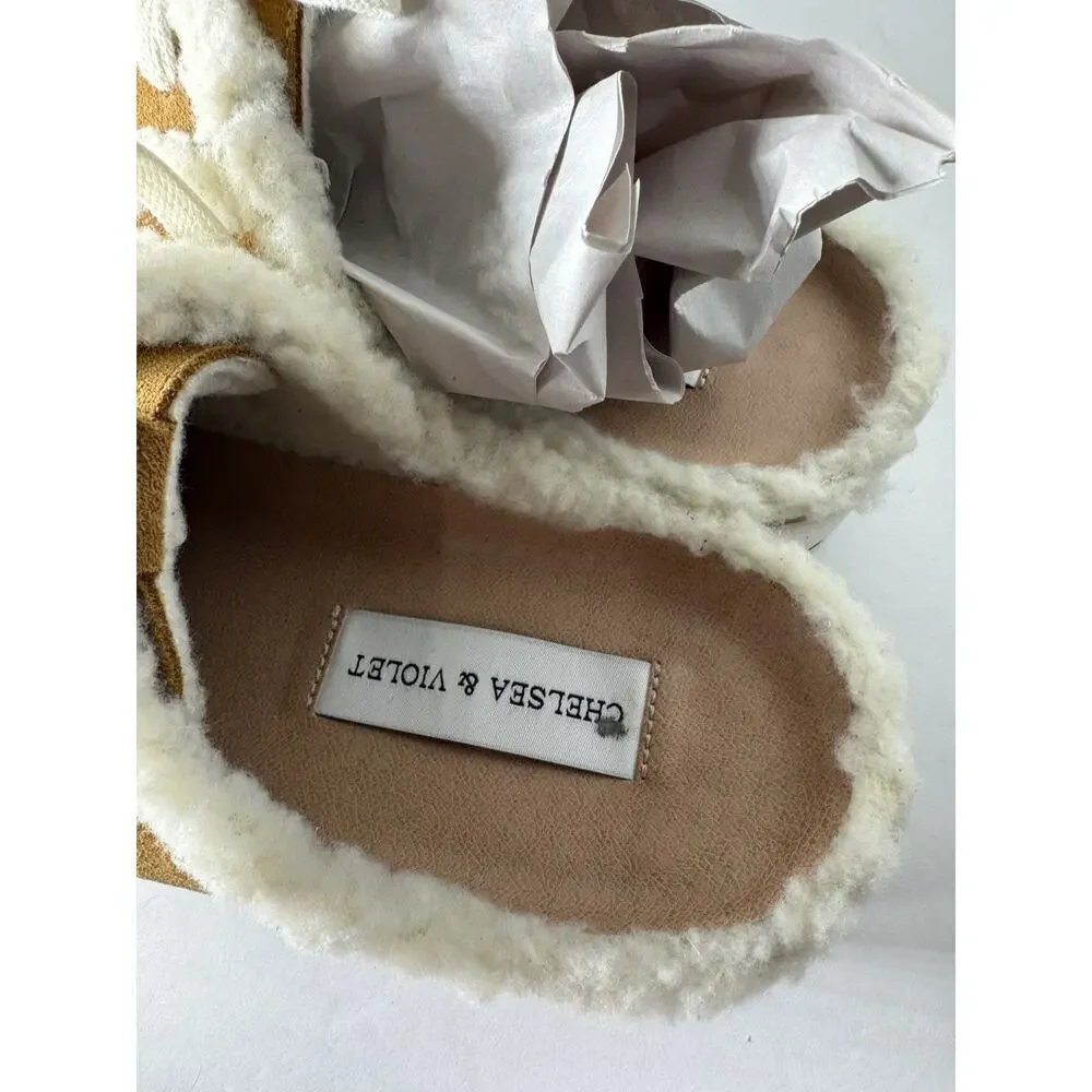 chelsea & violet ladies cozy faux shearling suede platform mule‎ 9 New W/O Box